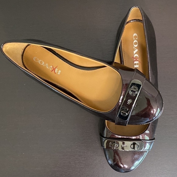 Coach Shoes - COACH Womens Oswald Slip-On Ballet Flats Brown Patent Leather